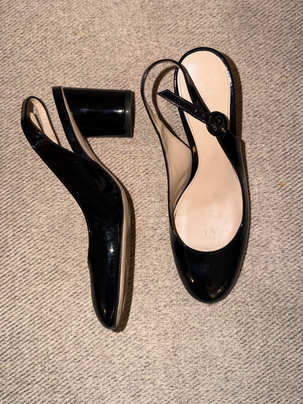 Stuart Weitzman Black Patent Slingback Pumps